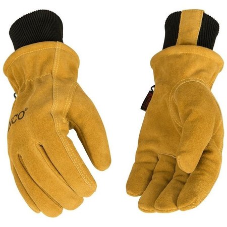HYDROFLECTOR Driver Gloves, Men's, L, Keystone Thumb, Knit Wrist Cuff, Cowhide Leather, Gold 350HKP-L